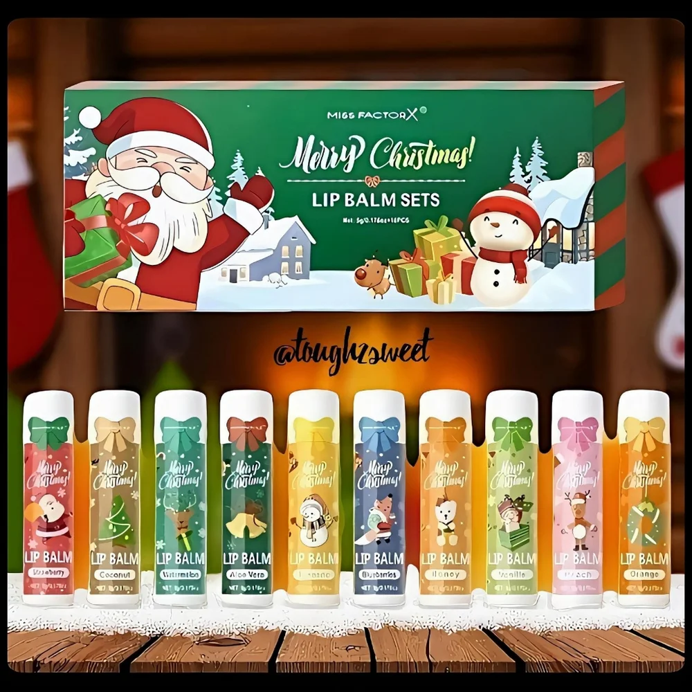 🆕️LAST 1🎅10 FESTIVE LIP BALM CHRISTMAS GIFT BOXED - MULTI~FLAVOR COLLECTION